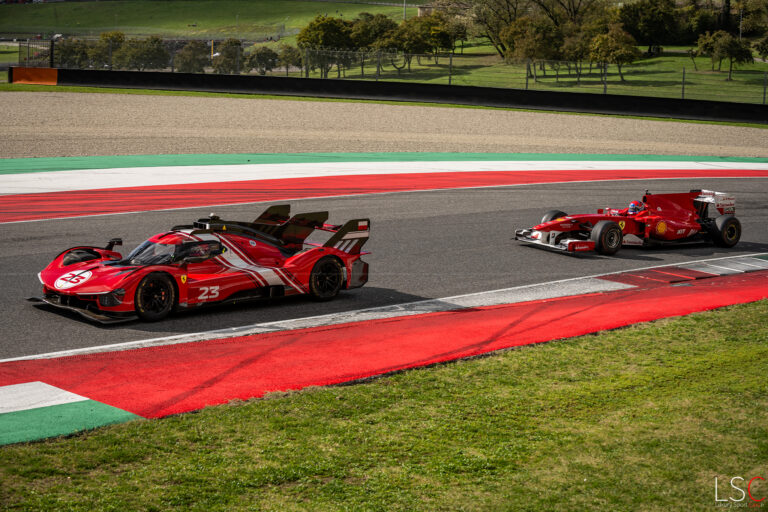 Ferrari 499P Modificata et Formule 1 Ferrari aux Finali Mondiali, par Thomas Flamant
